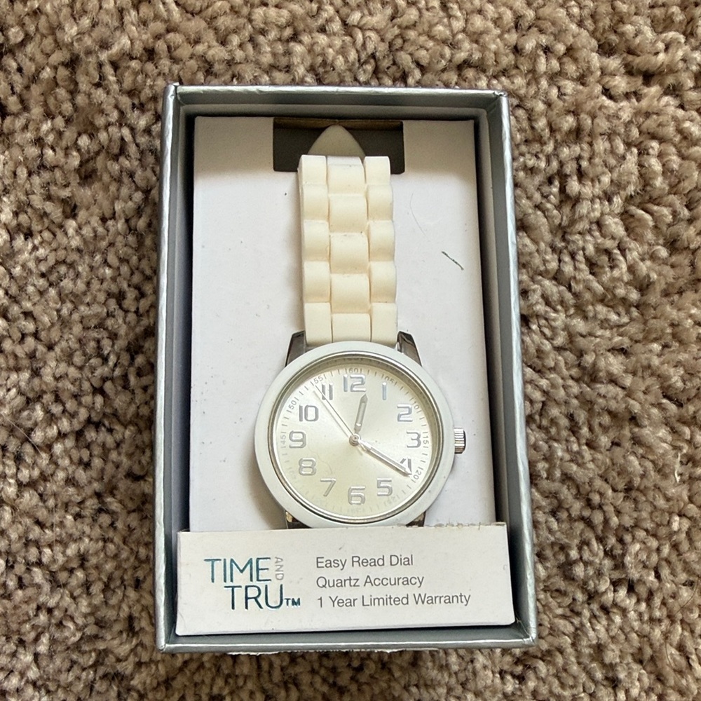 Time and Tru Ivory Watch with Easy-Read Dial